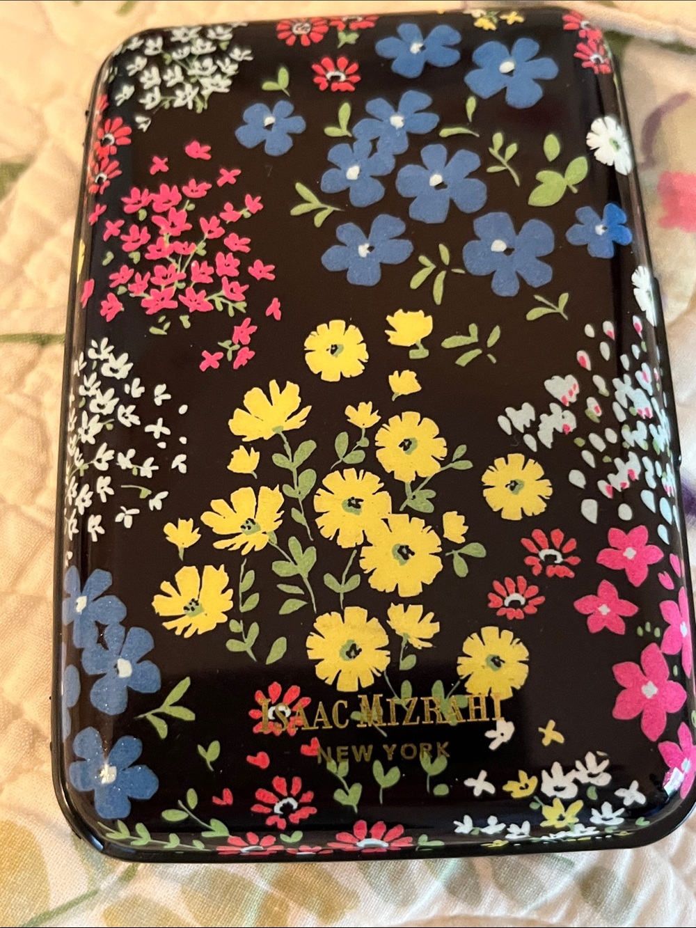 Isaac Mizrahi Black/Floral RFID Card Case - Picture 2 of 4